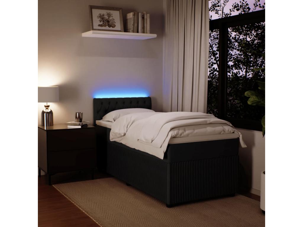 Sommier ¨¤ Chezlova de lit et matelas Noir 80x200 cm Velours JBMY41033