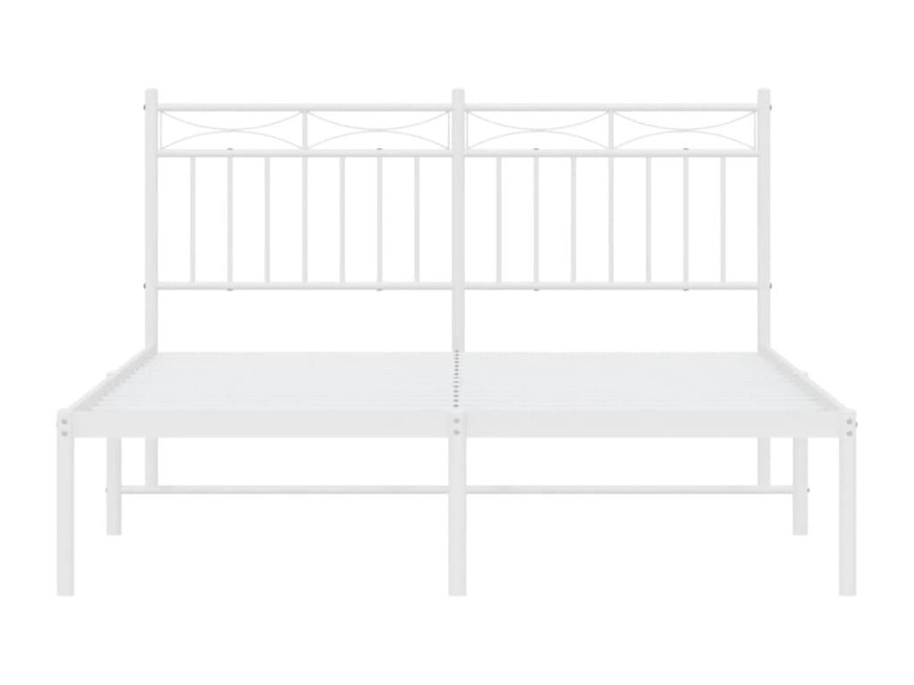 Cadre de lit métal sans matelas et tête de lit blanc 140x190 cm THAQ87038