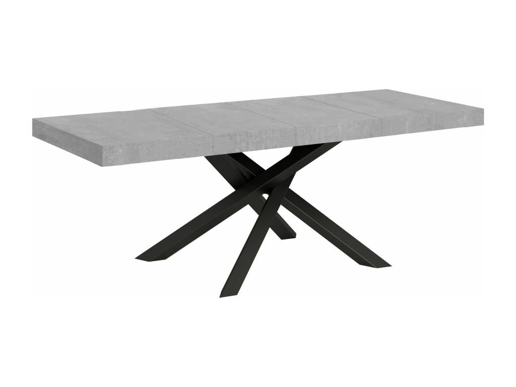 Table extensible 90x160/264 cm Volantis Premium Gris Béton cadre Anthracite LIAZ63252
