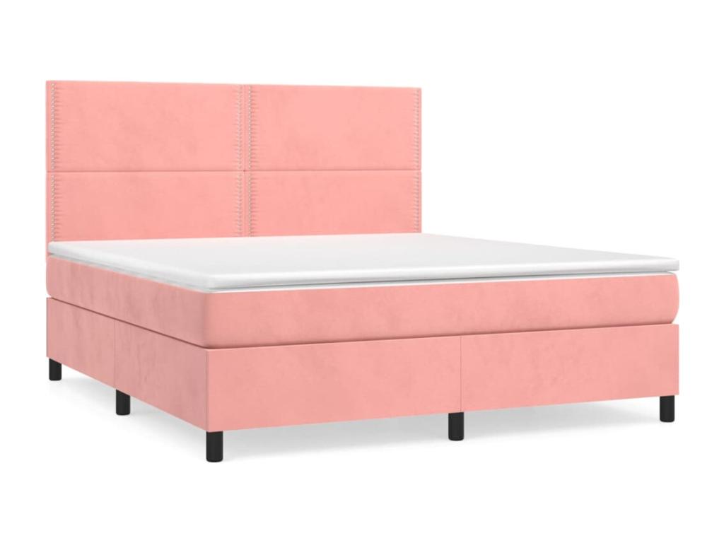 Lit ¨¤ sommier tapissier avec matelas Rose 180x200 cm Velours LKHL89780