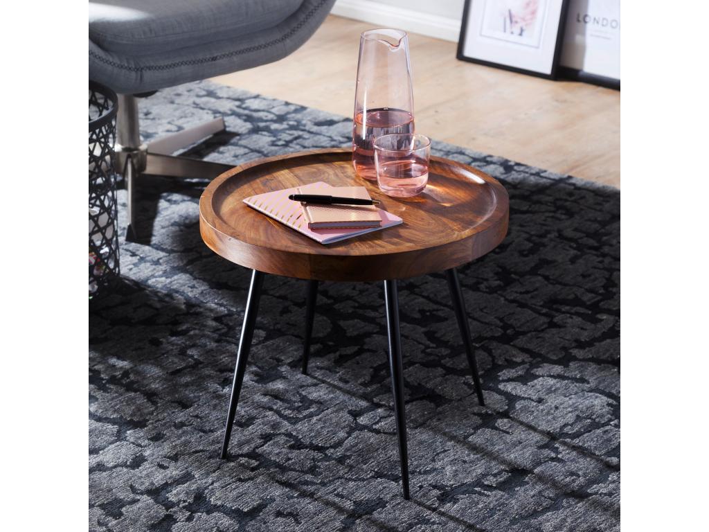 Table d'appoint Bois Massif 46x40x46cm Bout de canapé¨¦ Table de Salon NDGX05214