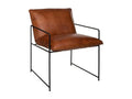 Fauteuil r¨¦tro industriel en Cuir Cognac et Structure en M¨¦tal Noir BYKH07595
