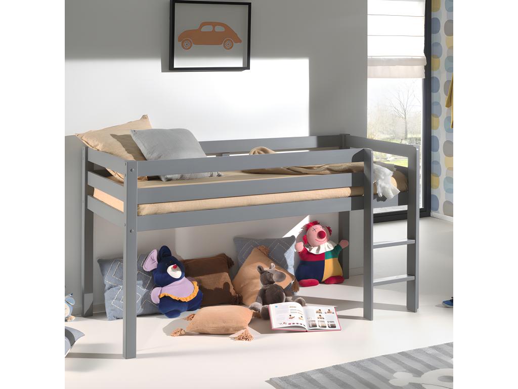Lit Enfant Sur¨¦lev¨¦ Chezlova 90x200cm Gris UBRC44959
