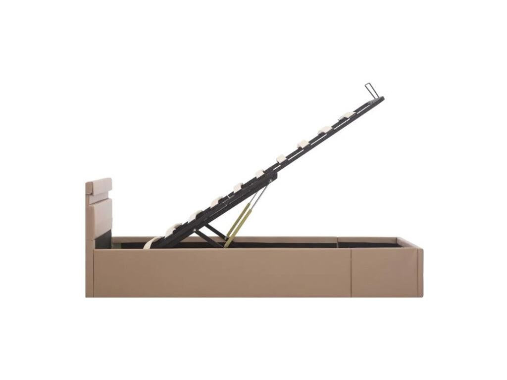 Lit coffre ¨¤ LED simili cuir beige Chezlova 140x200 XADA81949