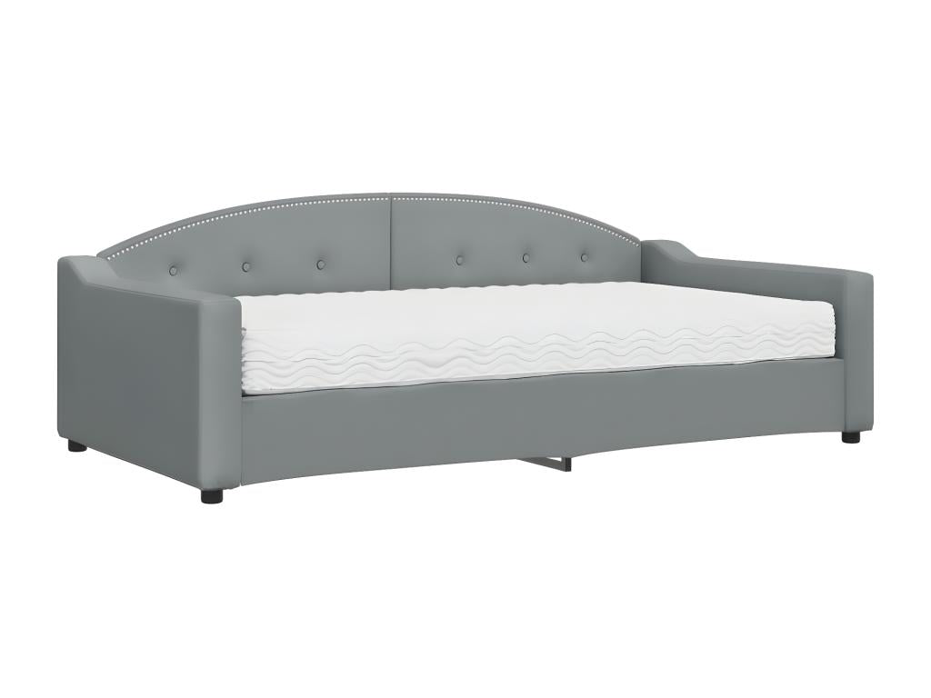 Lit de jour avec matelas gris clair 100x200 cm tissu QROU98675