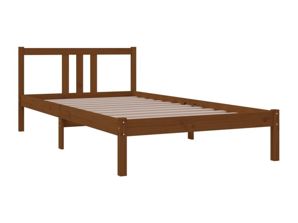 Cadre de lit Marron miel Bois massif 100x200 cm QFIK84805
