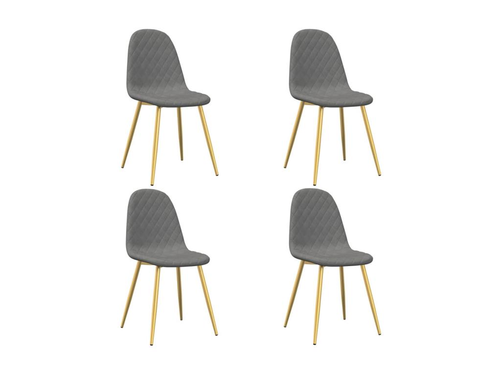 Chaises ¨¤ manger lot de 4 Gris clair Velours SNCB75551