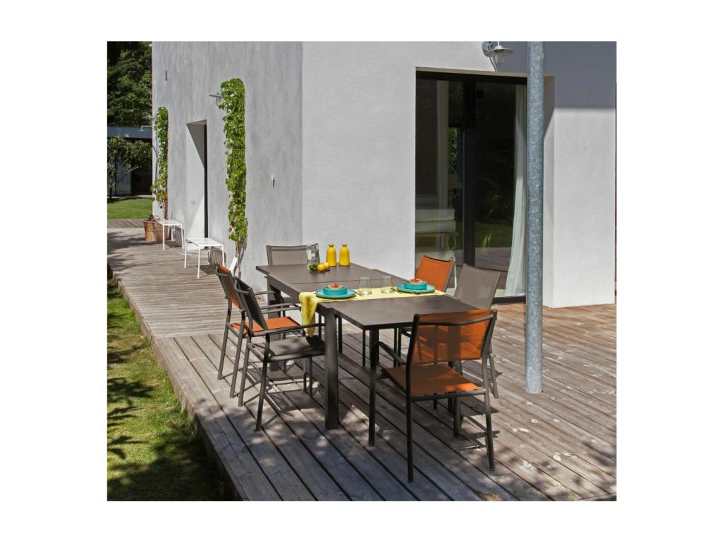 Fauteuil en aluminium Artigeo Lot de 6 Graphite et moutarde OWWF37928