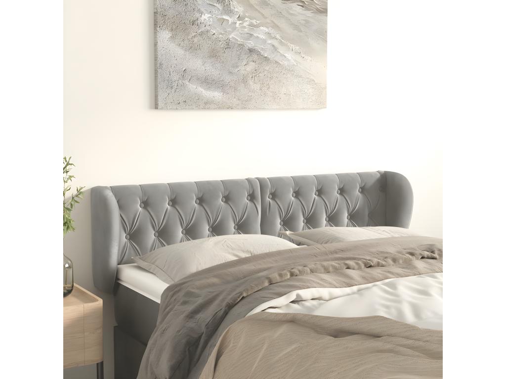 Tête de lit avec oreilles Gris clair 163x23x78/88 cm Velours MHFY64884