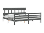 Cadre de lit avec tête de lit gris 200x200 cm bois massif JUSV12894