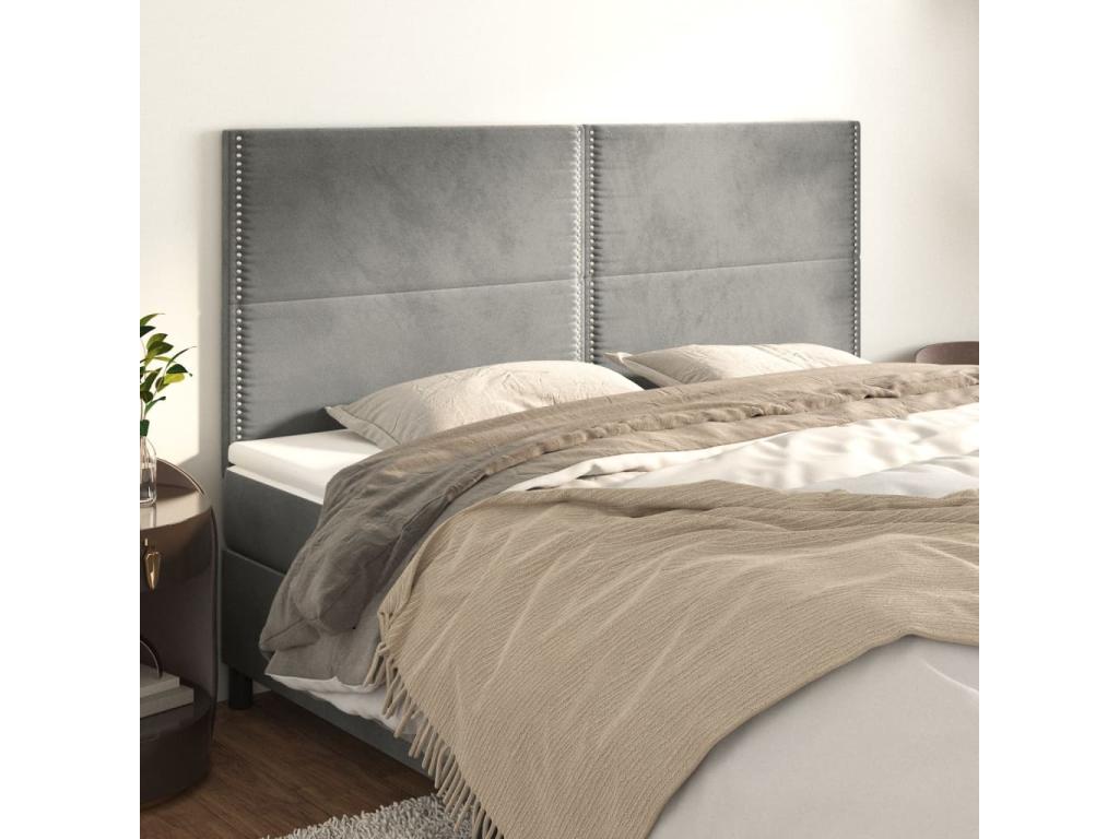 Tête de lit 4 pièces Gris clair 80x5x78/88 cm Velours AORL90840