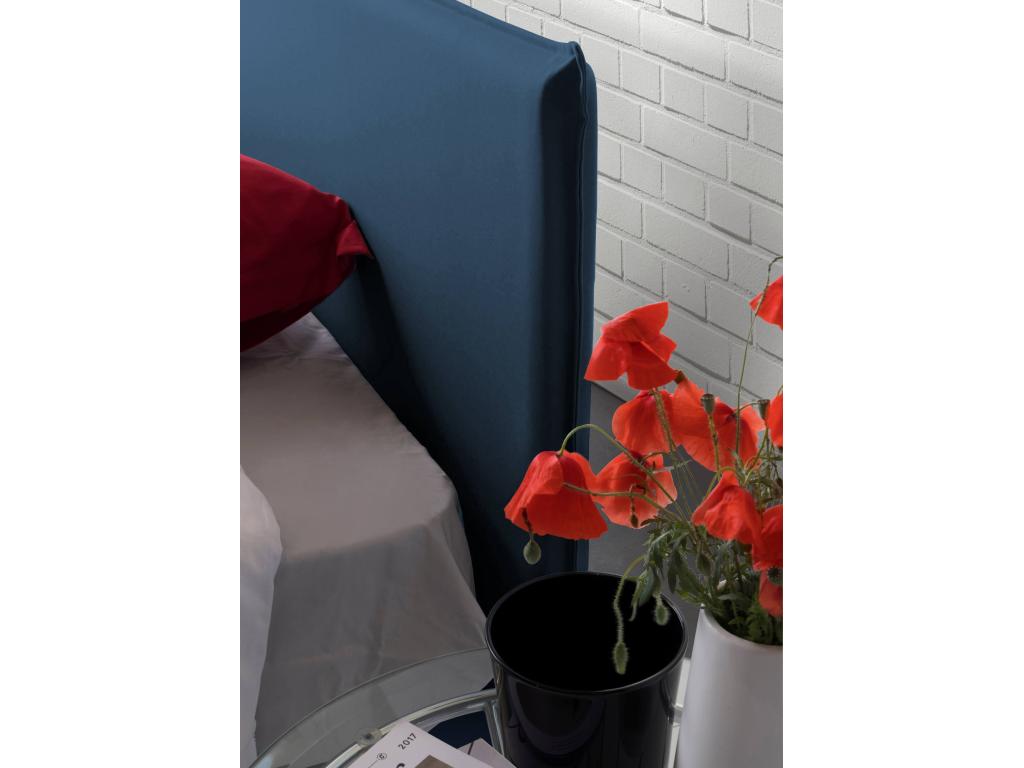 Lit simple Chezlova Lit coffre avec rev¨ºtement en tissu Made in Italy Ouverture frontale adapt¨¦ pour matelas 80x190 cm Bleu KUOP20238