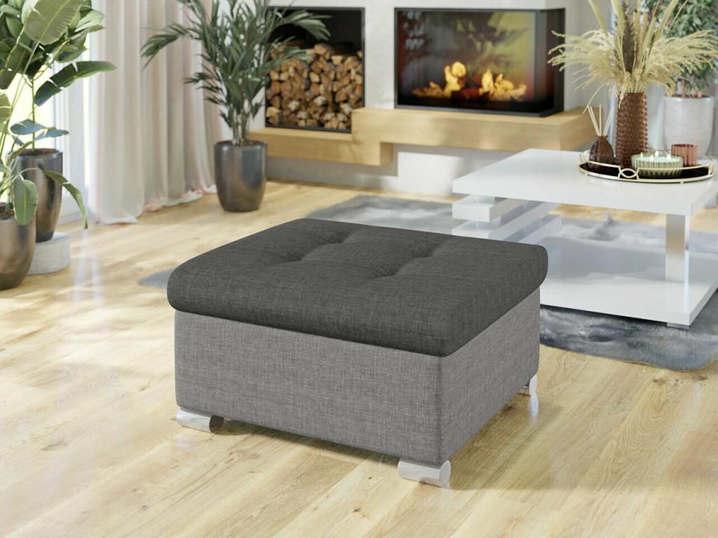 Pouf Chezlova 115 Gris 41x68x70cm Tapisserie Pieds Plastique IDBR07653