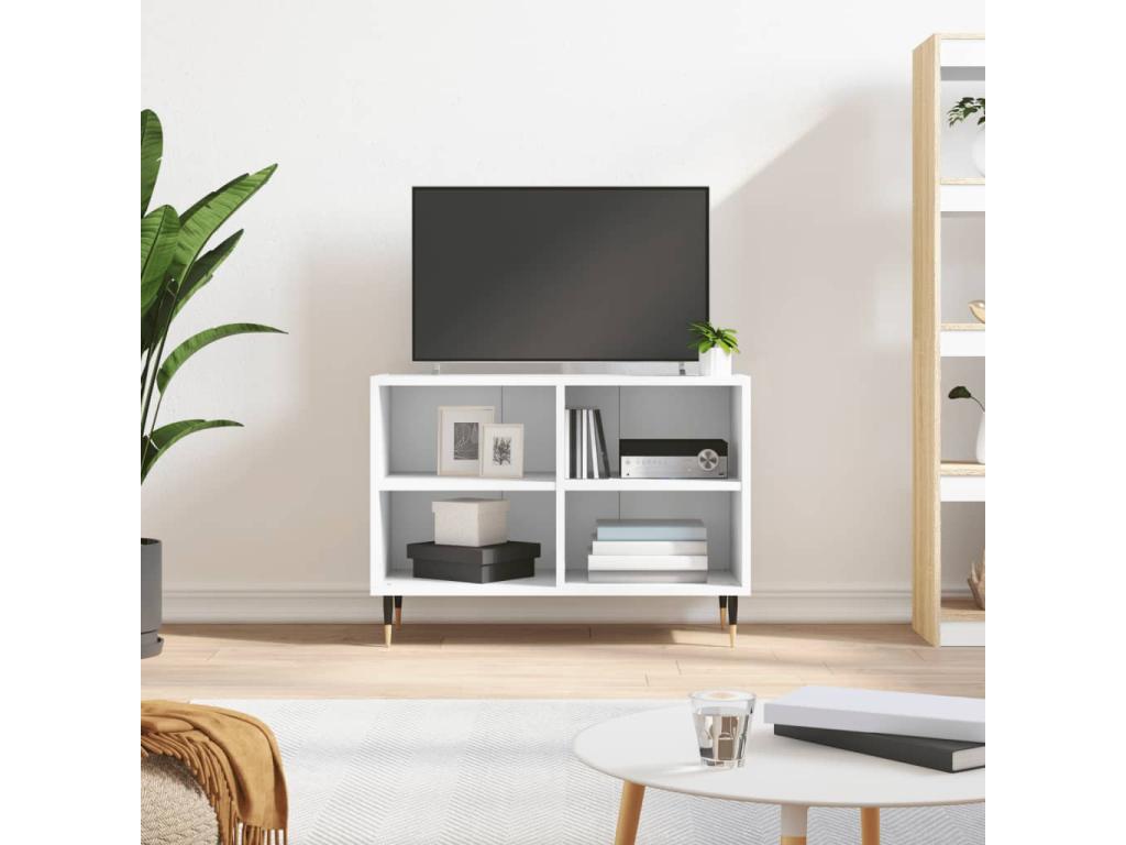 Meuble TV blanc 69,5x30x50 cm bois d'ing¨¦nierie VXAK36244