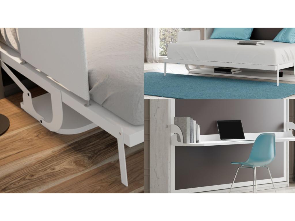 Lit escamotable avec bureau 90x190 blanc satin¨¦ P 35 Chezlova MRFR36443