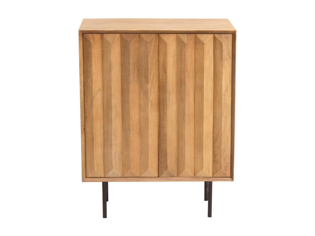 Buffet en bois manguier massif gravier et métal noir 2 portes L70 cm Chezlova SVII93763