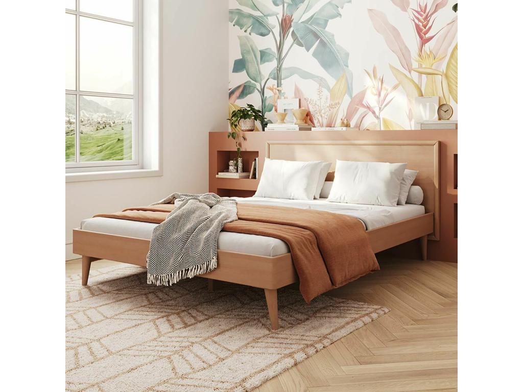 Pack lit avec matelas Chezlova 140x200 cm bois massif bois naturel Chezlova MVTG70731