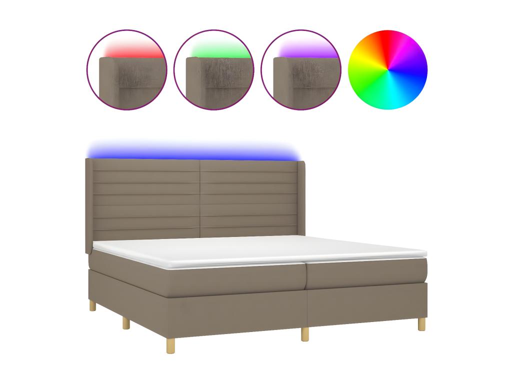 Sommier ¨¤ Artigeo de lit matelas et LED Artigeo 200x200 cm Tissu RMMY01069
