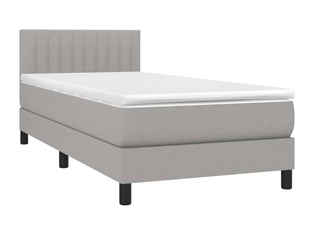 Sommier tapissier avec matelas et LED Gris clair 80x200cm Tissu YPSB01841