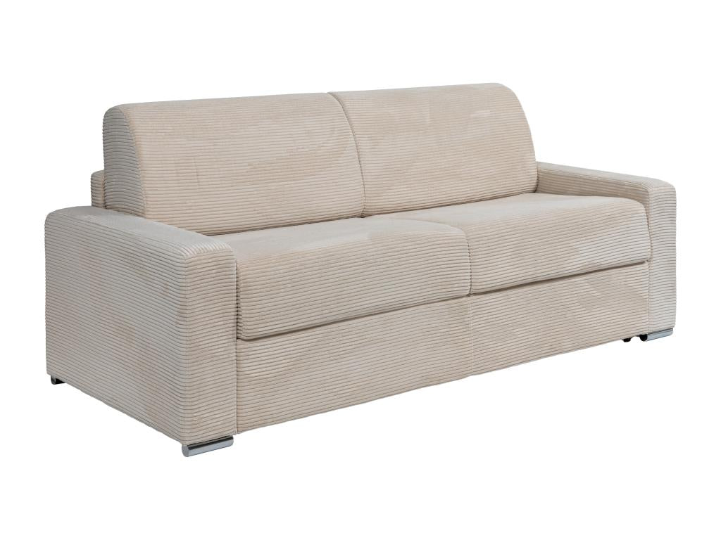 Canapé 4 places convertible express en velours c?tel¨¦ beige - Couchage 160 cm - Matelas 18 cm - Decohaute IQPA76687