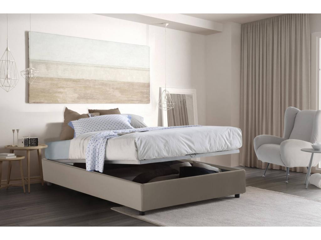 Lit double Chezlova Lit coffre avec rev¨ºtement en ¨¦co-cuir Made in Italy Ouverture frontale adapt¨¦ pour matelas 160x190 cm Chezlova MECT38291