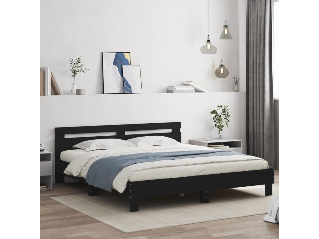 Cadre de lit sans matelas noir 160x200 cm TUSA27620