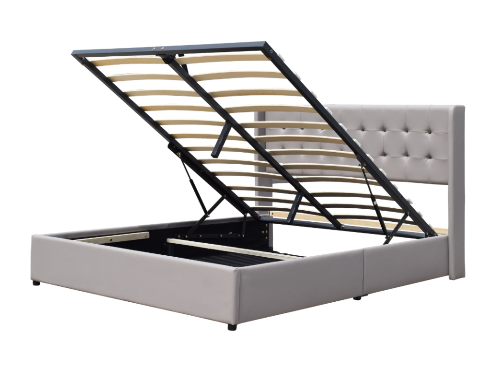 Lit coffre déhoussable 180x200 cm avec tête de lit capitonné - 14 Chezlova - Montage rapide et entretien facile en PVC simili EBZM33513