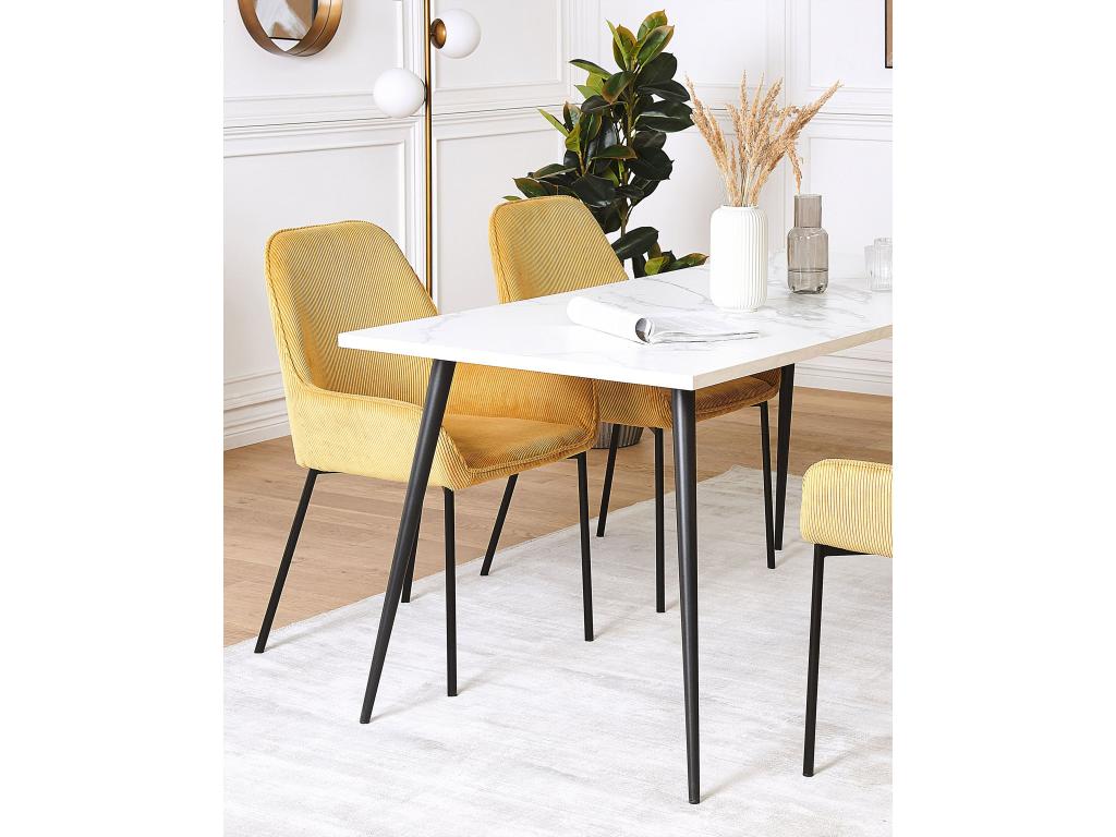 Lot de 2 chaises de salle ¨¤ mangeoire LOVERNA Velours c?tel¨¦ Moutarde HAEK83593