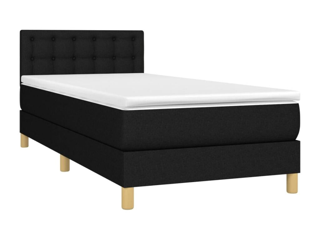 Sommier tapissier avec matelas et LED Noir 100x200 cm Tissu XSYS12026