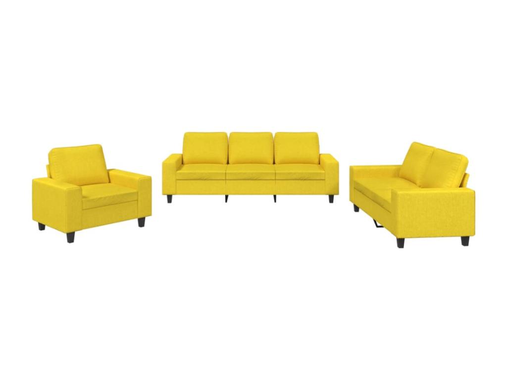 Ensemble de canapés 3 pièces jaune clair tissu YMCH21815