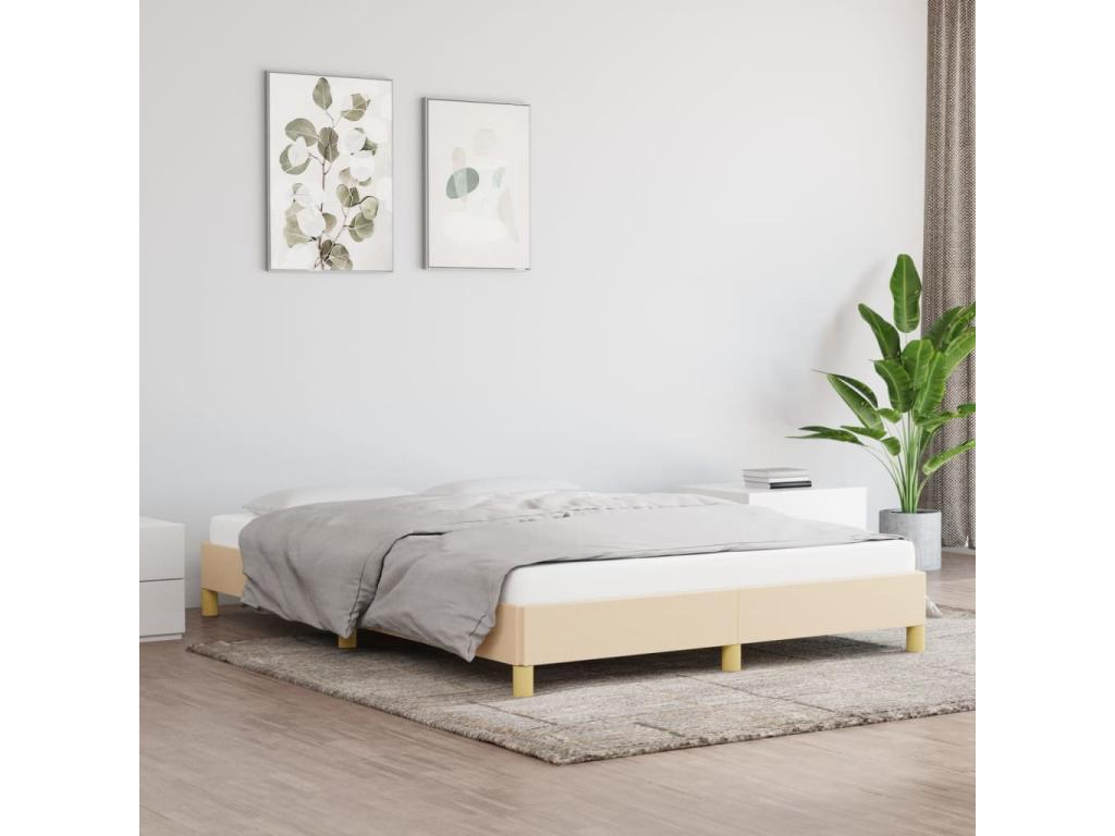 Cadre de lit sans matelas crème 160x200 cm tissu RJQV82437