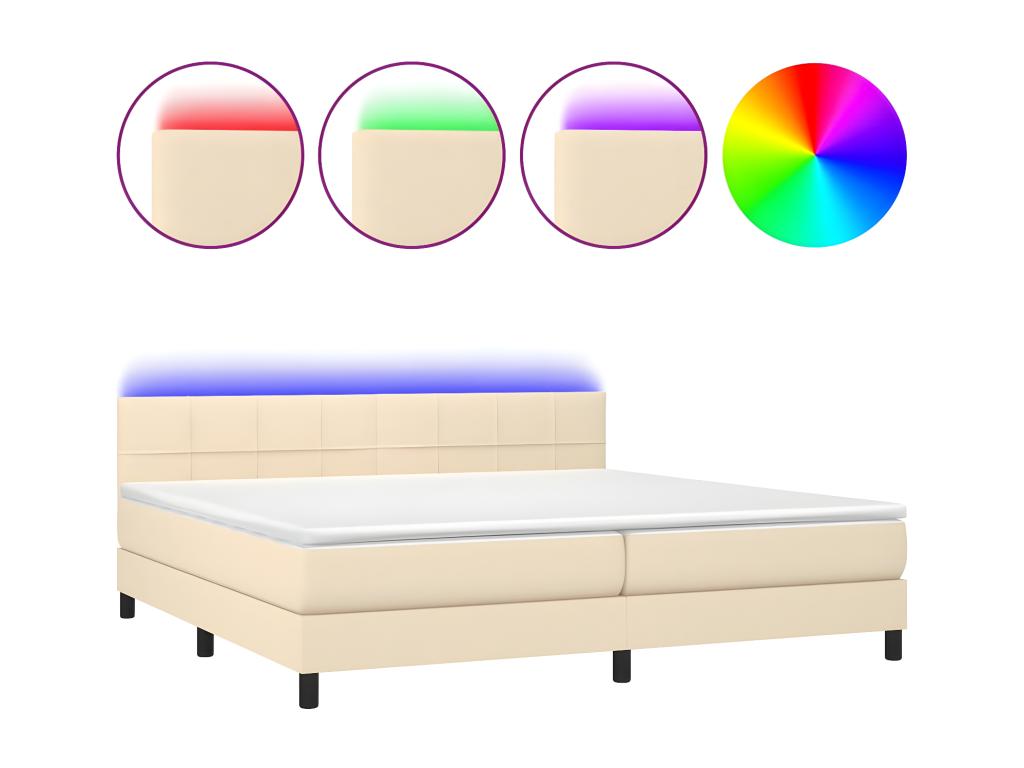 Sommier ¨¤ Chezlova de lit et matelas et LED Crème 200x200cm Tissu JKFE47828