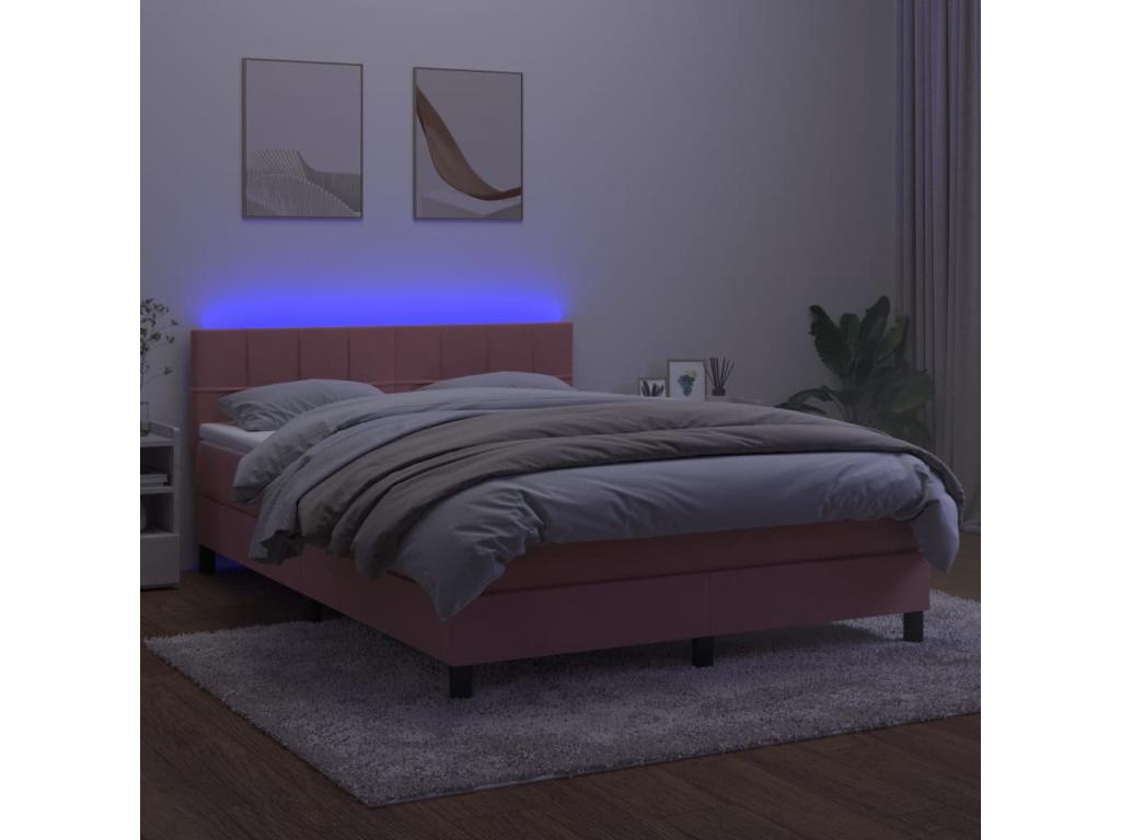 Sommier ¨¤ Chezlova de lit avec matelas et LED Rose 140x190 DJXF47434