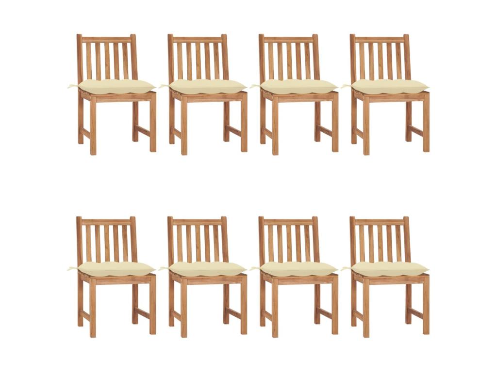 Chaises de jardin 8 pcs avec coussins Bois de teck massif 17 NDJH24258