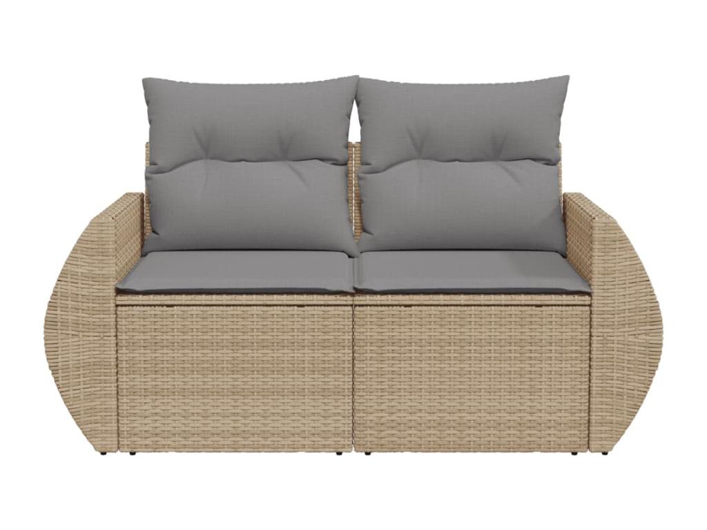 Canap¨¦ de jardin avec coussins 2 places beige r¨¦sine tress¨¦e LGCD08693
