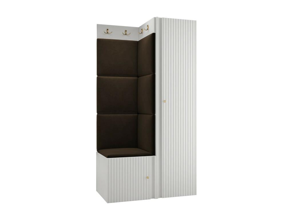 Meuble d'entrée Decohaute 390 186x82x46cm Blanc - Marron MDF - Stratifi¨¦ - Tapisserie TMYM49031