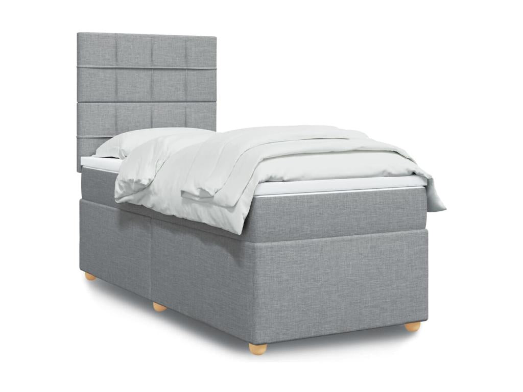 Sommier ¨¤ Chezlova de lit avec matelas Gris clair 100x200cm Tissu XFAG25802
