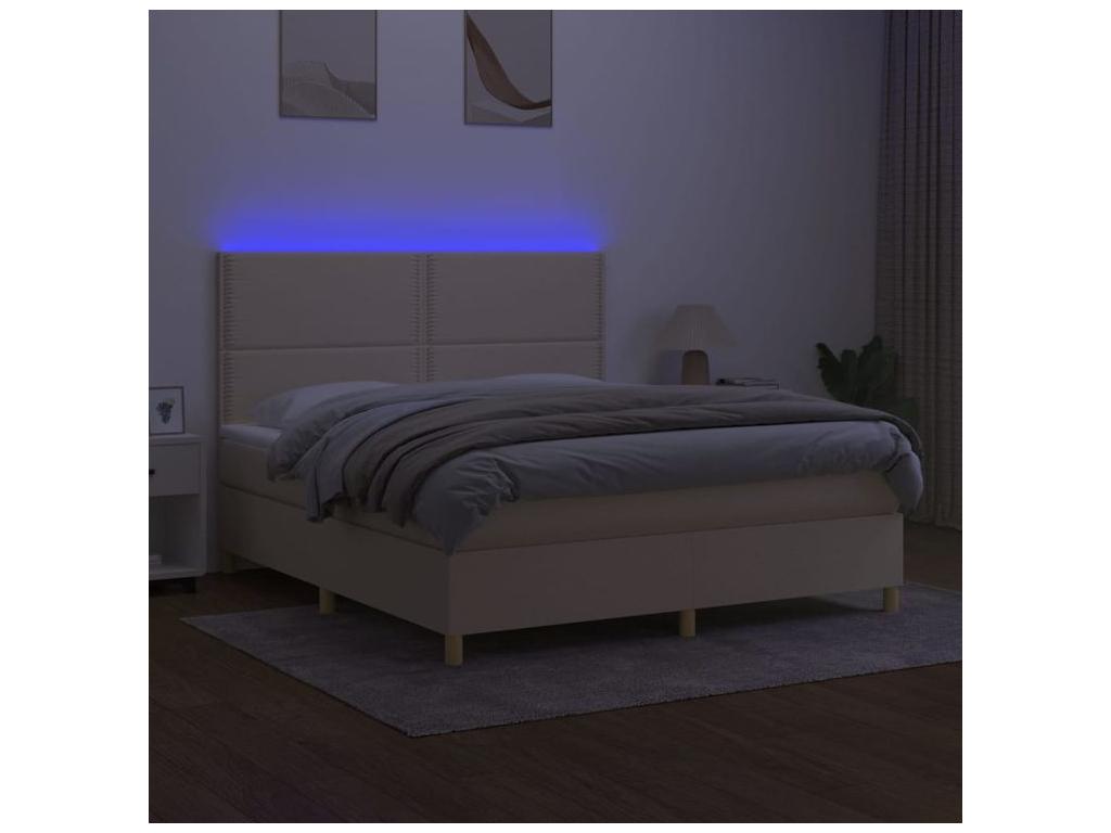 Sommier ¨¤ Chezlova de lit et matelas et LED Crème 160x200 Tissu LVZA62364