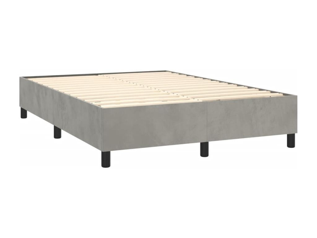 Lit ¨¤ sommier tapissier et matelas Gris clair 140x200cm Velours OXTG81356