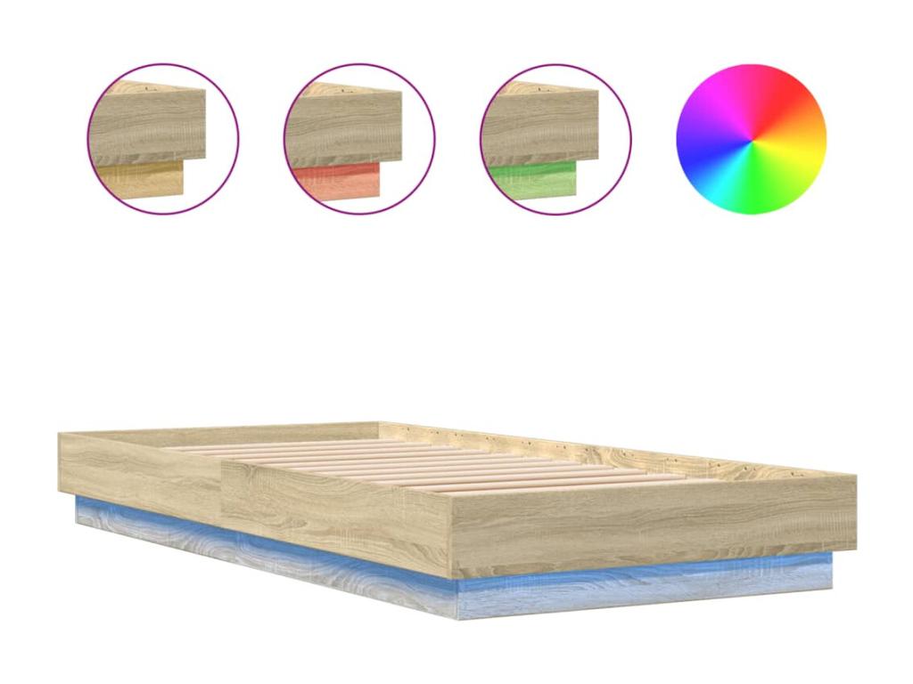 Cadre de lit avec Chezlova¨res LED ch¨ºne Chezlova 100x200 HGAY04233