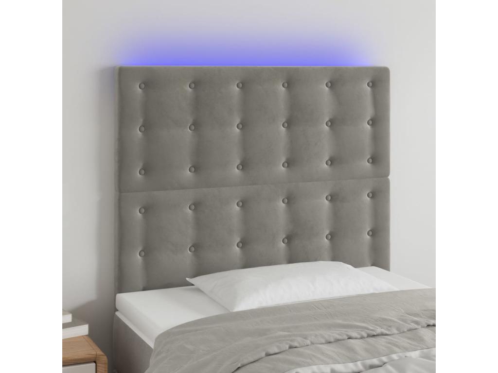 Tête de lit ¨¤ LED Gris clair 100x5x118/128 cm Velours BFTR05382