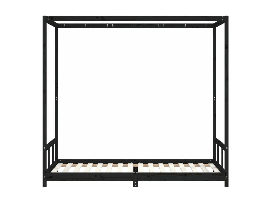 Cadre de lit pour enfants noir 90x200 cm bois de pin massif VUYQ69699