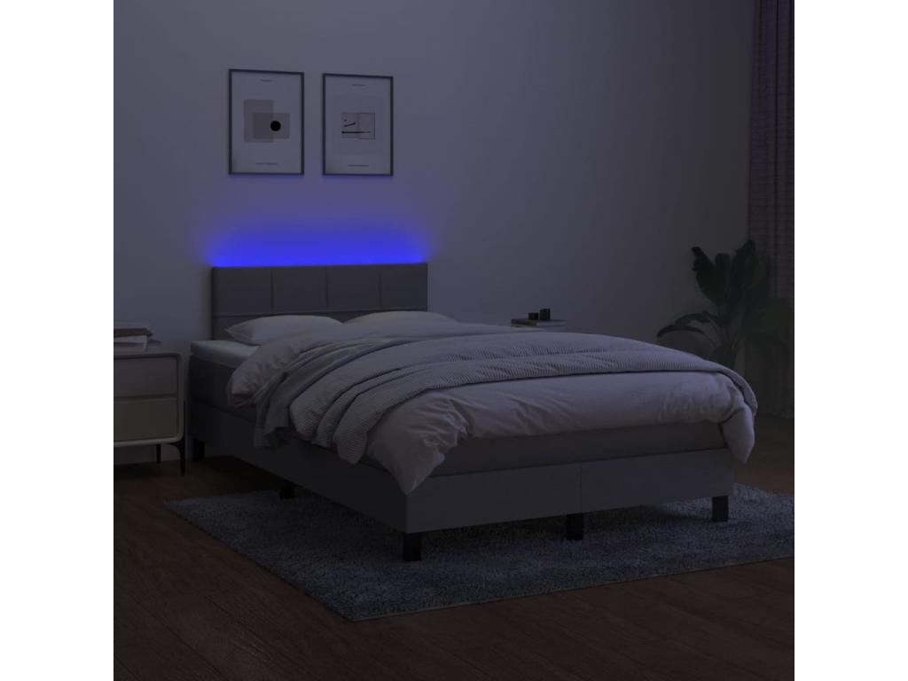 Sommier tapissier matelas et LED Gris clair 120x200 cm Tissu ZCWR36735