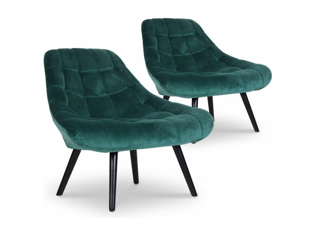 Lot de 2 Fauteuils en Velours Johan 102cm Vert ADRV46211