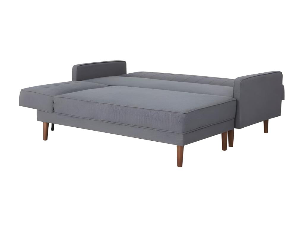 Canapé pendant 3 places réversible - Tissu gris fonce - Pieds en bois - L 286 x P 169 x H 80 cm - Chezlova KMAO18807