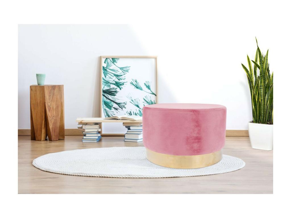Pouf Rond D¨¦co Chezlova 55cm Rose Fonc¨¦ HUDK51017