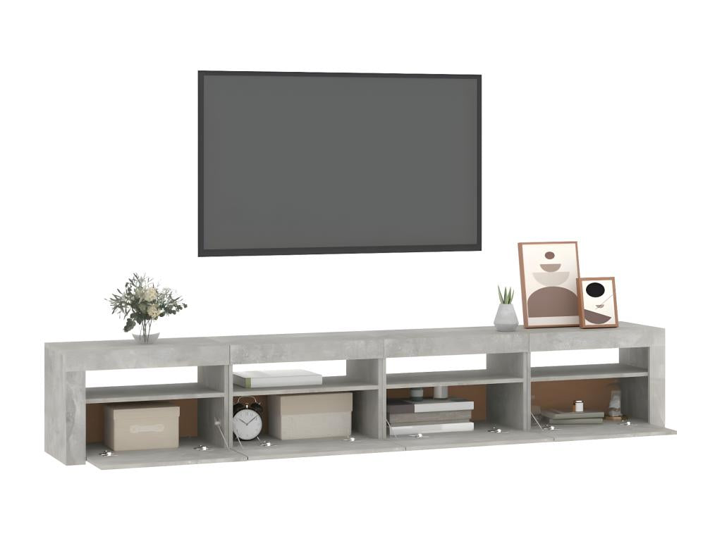 Meuble TV avec Artigeo¨res LED Gris b¨¦ton 240x35x40 cm NRZG55554