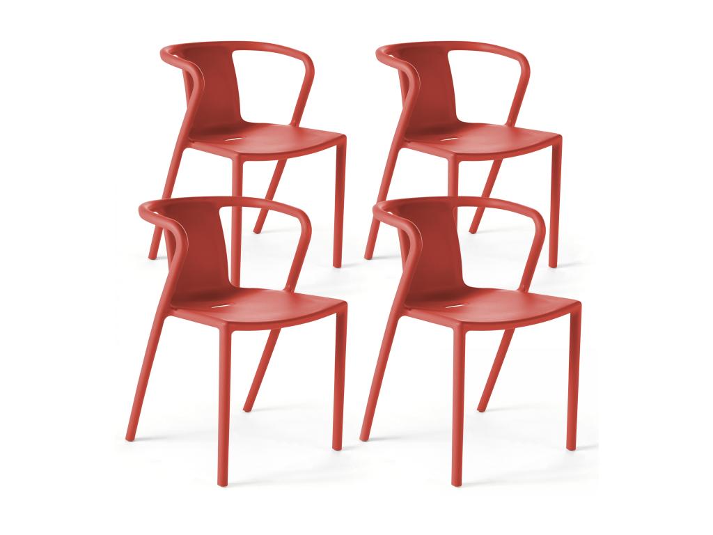 Lot de 4 chaises plastique rouge RYJN46269