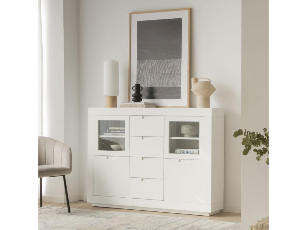 Buffet en bois massif blanc 145x105 PBCI84641