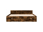 Cadre de lit et tiroirs ch¨ºne fum¨¦ 150x200 bois d'ing¨¦nierie PQQE86793